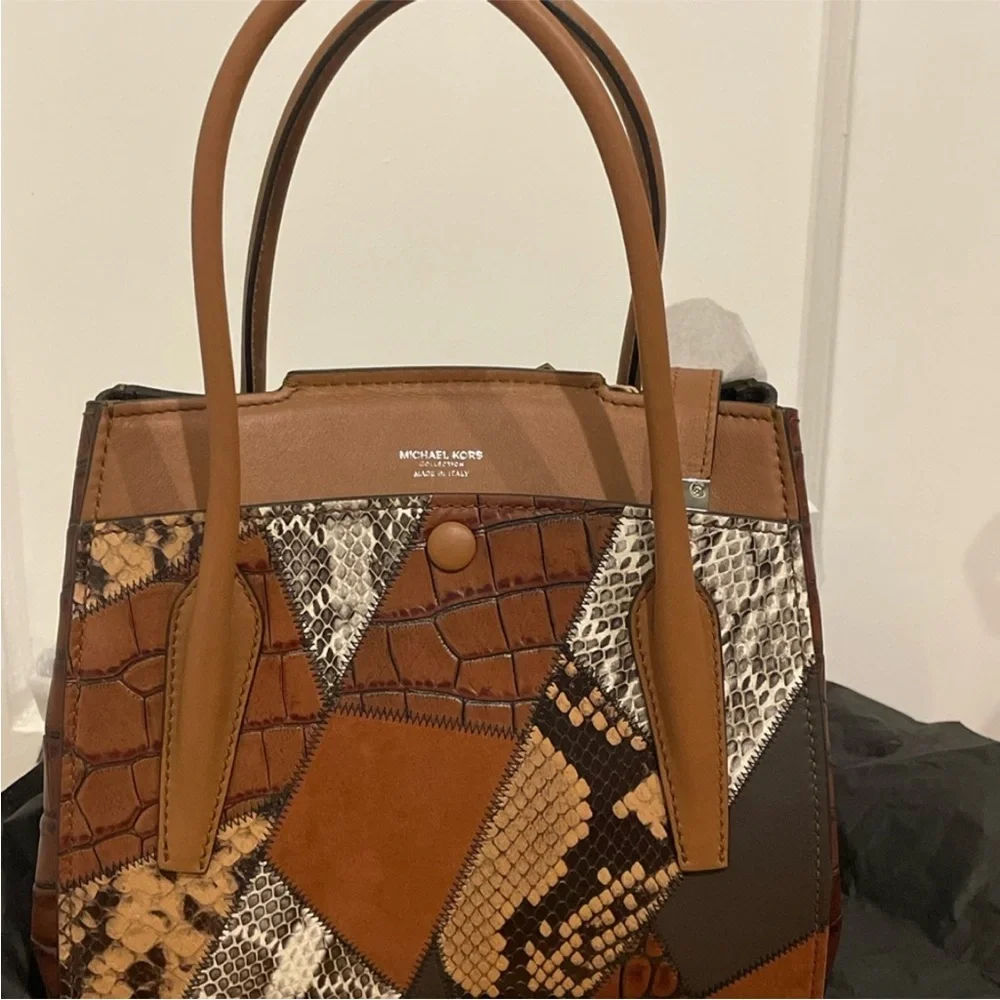 Rare RUNWAY MICHAEL KORS COLLECTION SNAKE-EMBOSSED SATCHEL.
